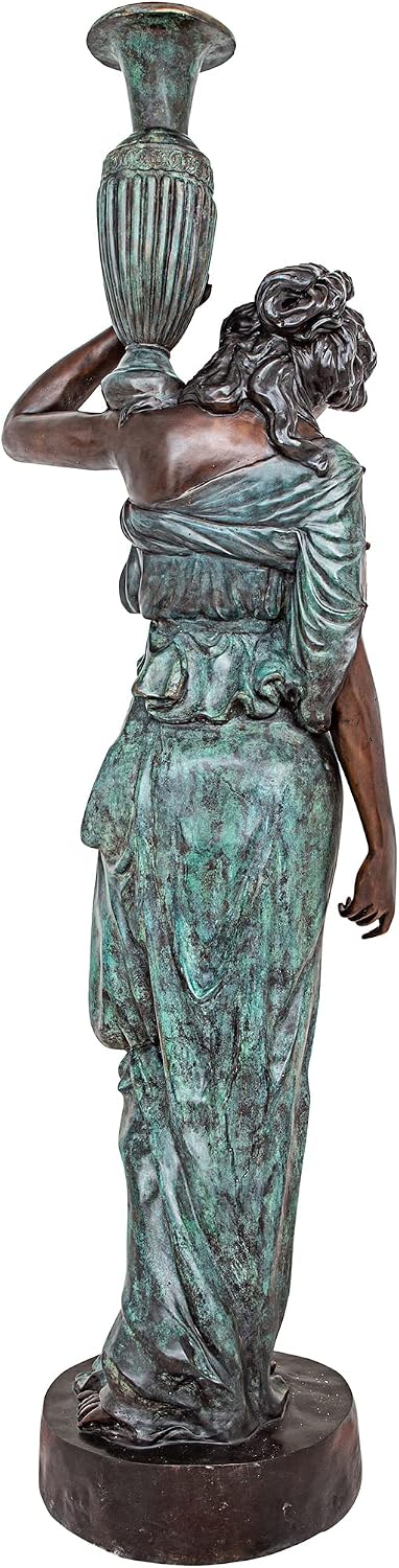 Design Toscano Dione the Divine Greek Water Woman Indoor/Outdoor Garden Statue, Medium, 22 inches tall, Cast Stone Resin, Antique Stone Finish