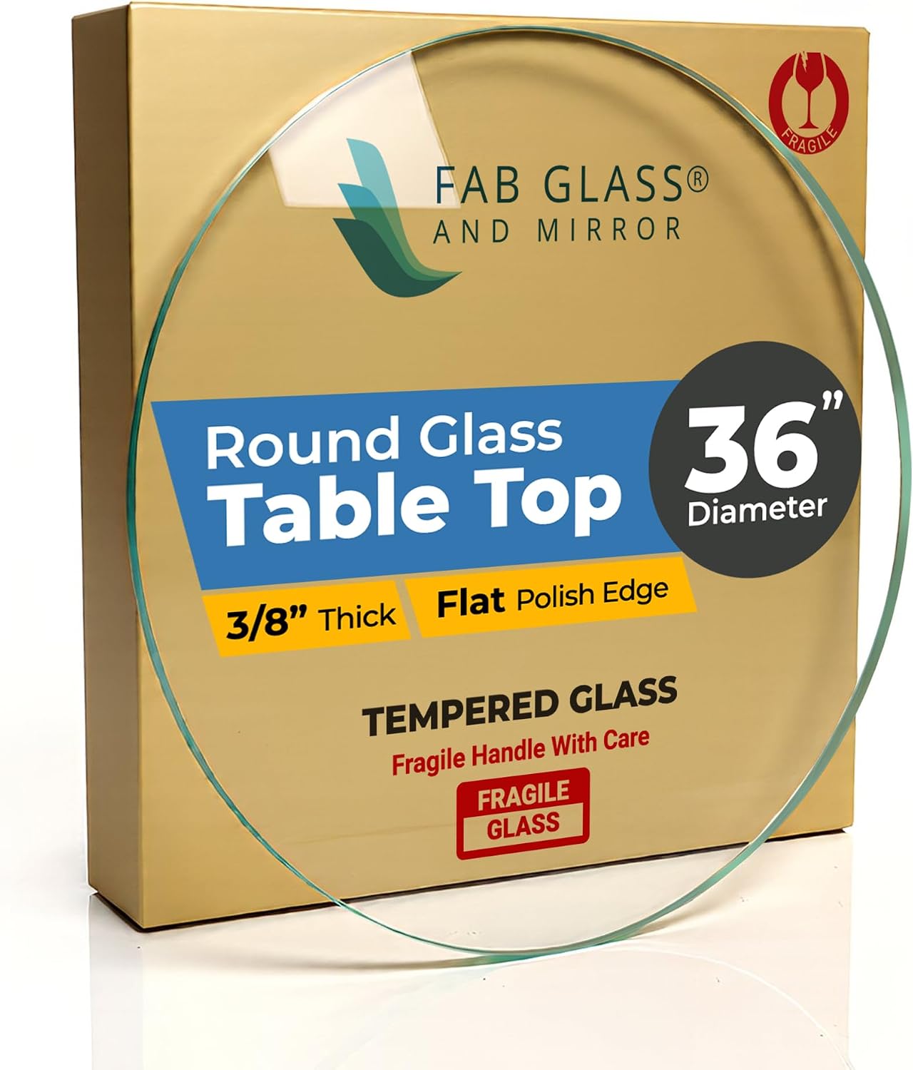 22 Inch Round Tempered Beveled Polished Edge Glass Table Top -1/2” Thick Round Glass Table Top–Heavy Duty, Dining, Coffee, and Office Tables by Fab Glass and Mirror