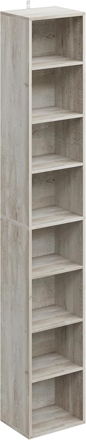 IRONCK Tall Narrow Bookshelf 8 Tiers, Compact Corner Bookcase, Floor Standing Display Storage Shelves 71 in Tall, Easy to Match for Living Room, Office, Study, Bedroom