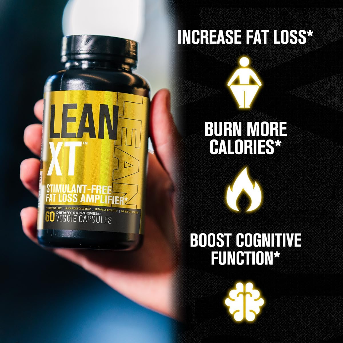 Jacked Factory Lean-XT Caffeine Free Fat Burner - Non Stim Weight Loss Supplement, Appetite Suppressant & Metabolism Booster | Acetyl L-Carnitine