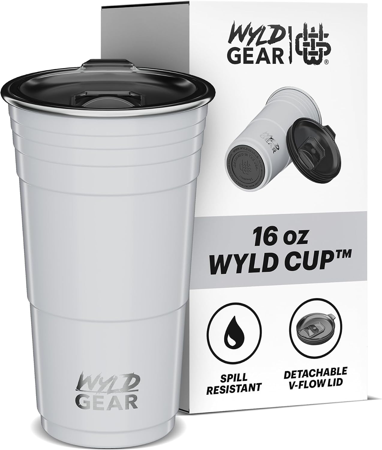 Wyld Gear Party Cup 24oz Red Stainless Steel Reusable Metal Cup with Lid
