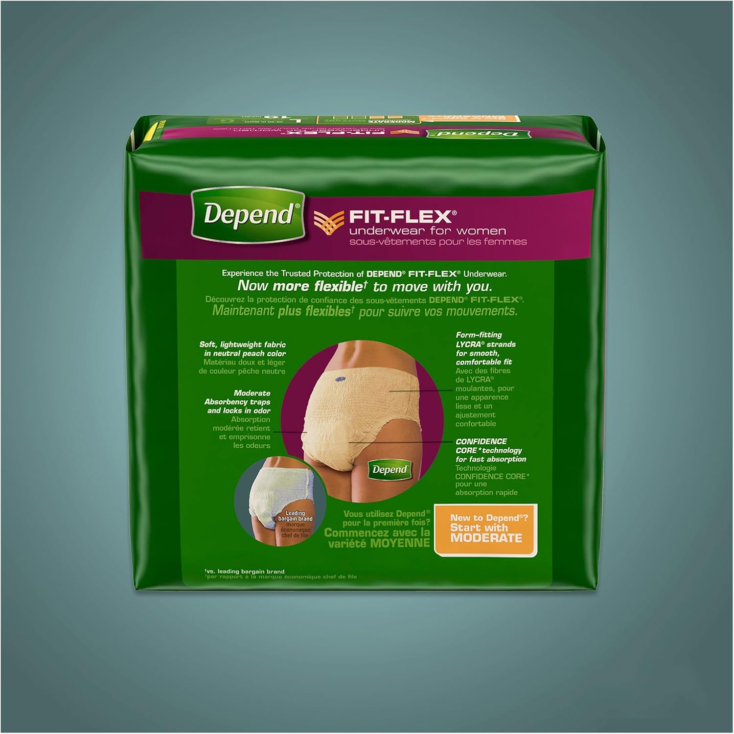 Depend FIT-FLEX Incontinence Underwear for Women, Disposable, Maximum Absorbency, Large, Blush, 52 Count (2 Packs of 26) (Packaging May Vary)
