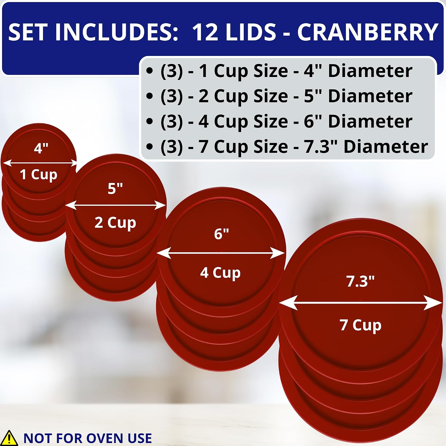 1, 2, 4 & 7 Cup Green, Orange, Blue, Red Replacement Lids/Covers for Pyrex
