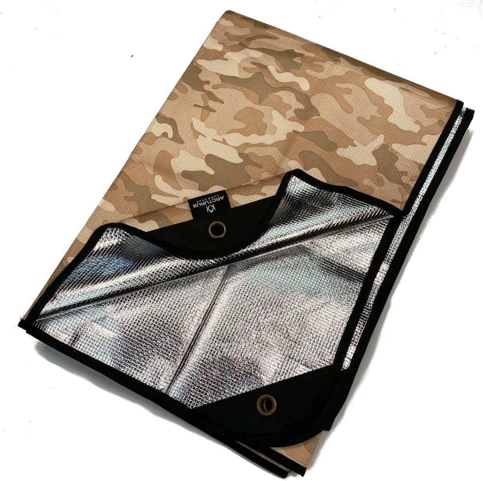 Arcturus Insulated Tarp, Reusable Heavy Duty Thermal Survival Blanket – 60x82in, Reflects 90% Body Heat, Waterproof, Windproof, 3-Layer Design, Reinforced Grommets, Olive Green | Reflective Mylar, Waterproof & Windproof, Reinforced Grommets for Tarp Setu…