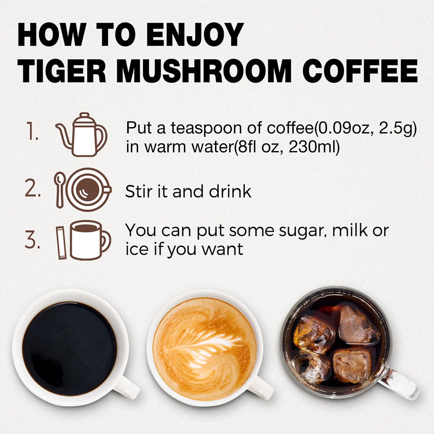 Tiger Organic 5 Mushroom Instant Coffee – 30 Servings with 100% Arabica | Immune System Booster, Reishi, Maitake, Shiitake