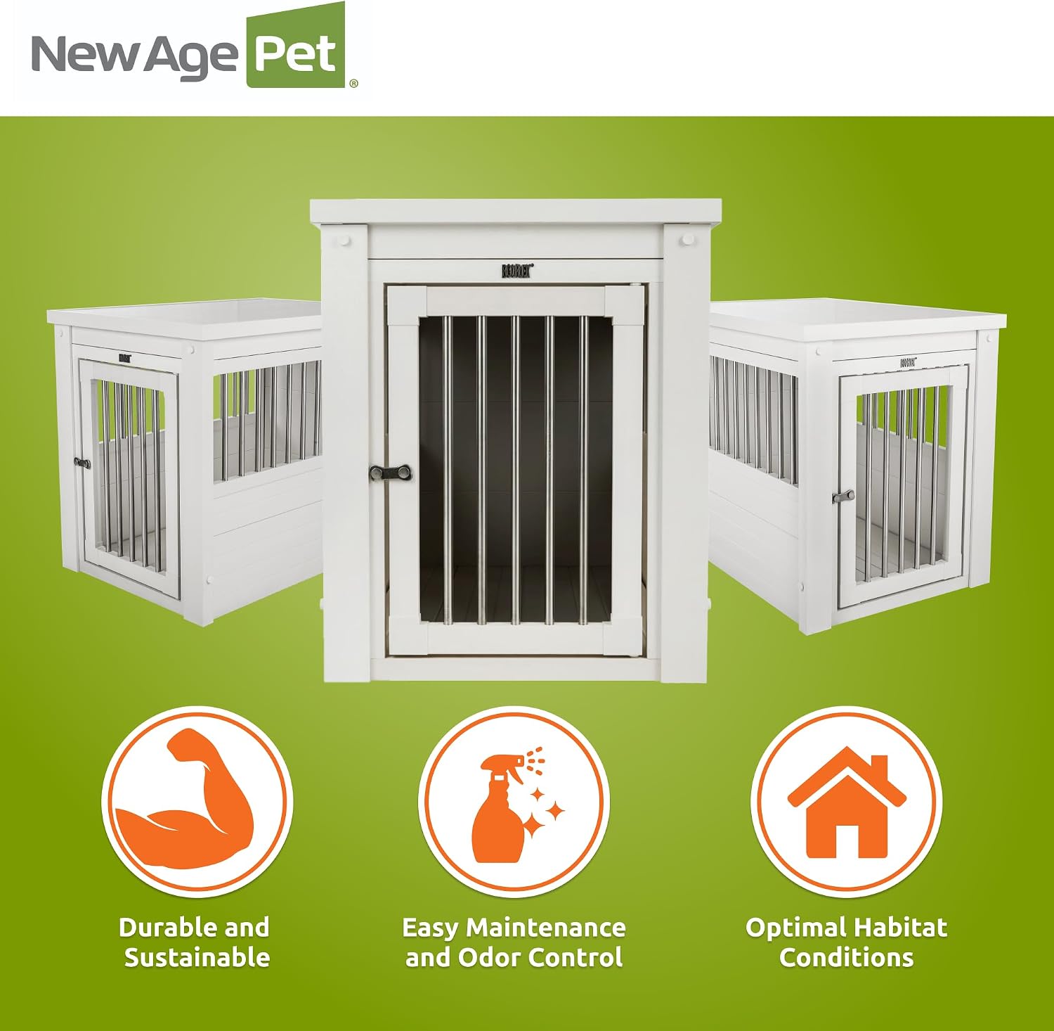New Age Pet ecoFLEX Pet Crate/End Table, Small, Grey, Model:EHHC405S