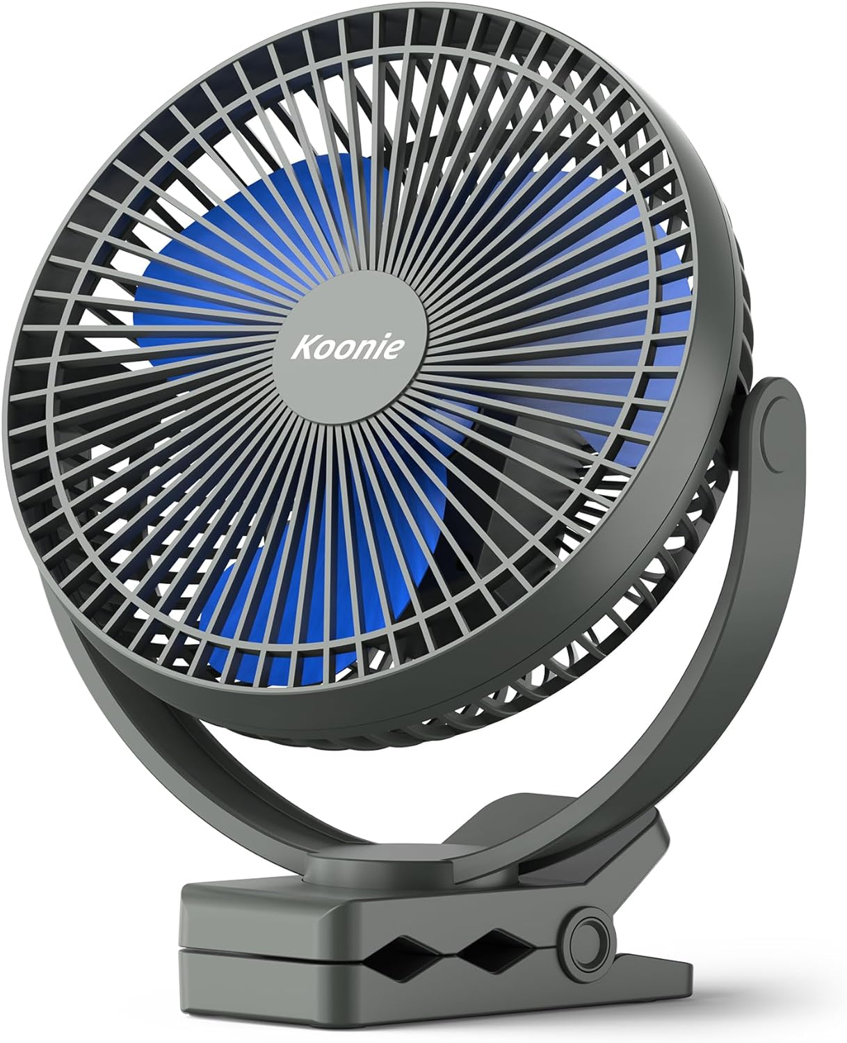 Koonie 8" Clip on Fan, 10000mAh Rechargeable Battery, Strong Airflow, Black