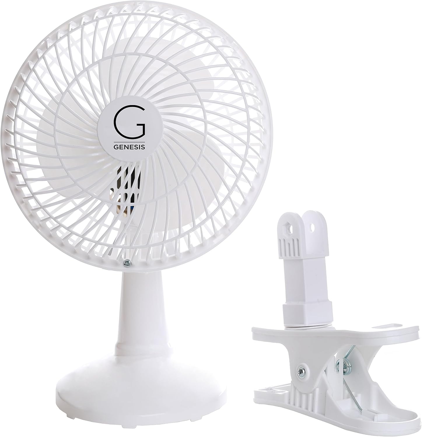 Genesis 6-Inch Clip Convertible Table-Top & Clip Fan Two Quiet Speeds - Ideal For The Home, Office, Dorm, More Off White