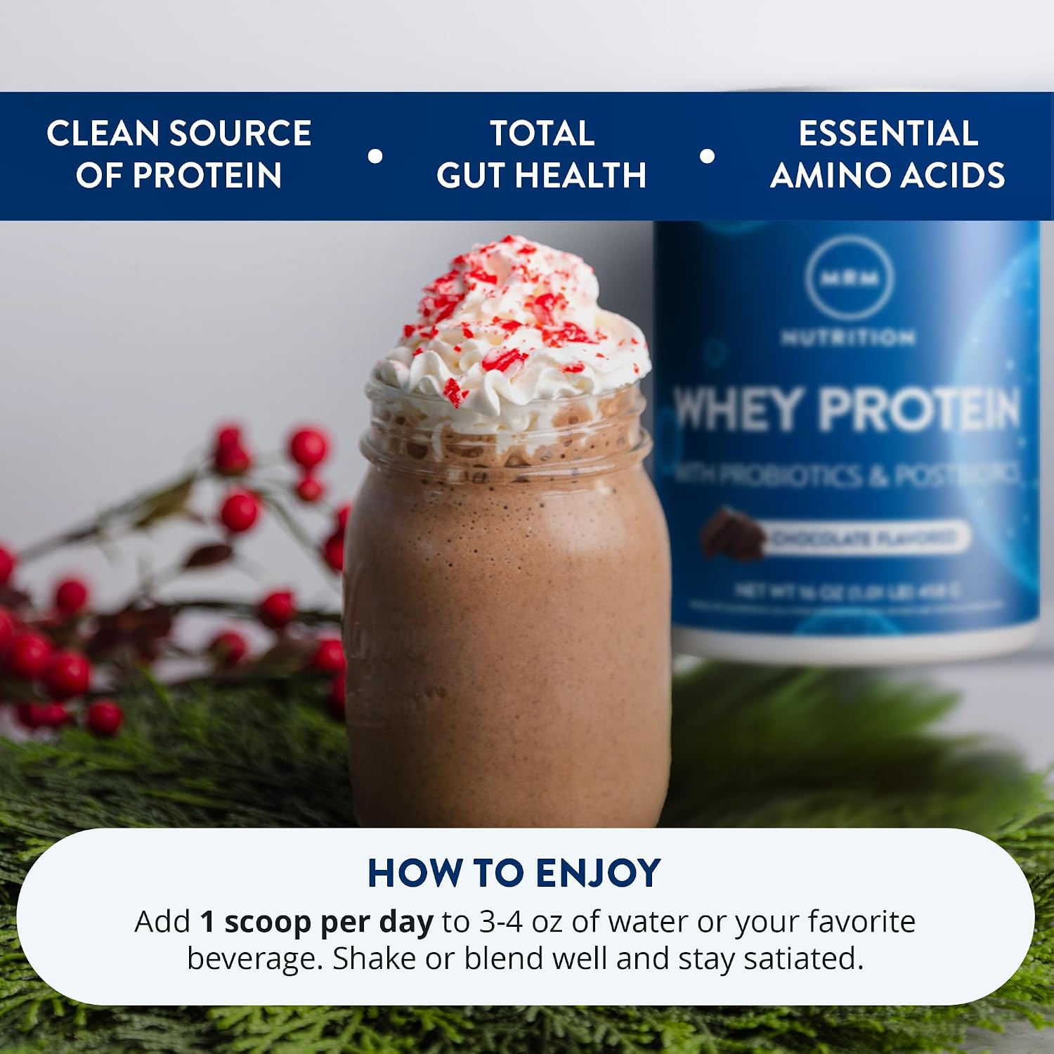 MRM Nutrition Whey Protein - Vanilla Flavored, BCAAs - 34 Servings | Microfiltered Whey Protein Isolate & Concentrate, 16 Different Probiotic Strains, & Digestive Enzymes, Gluten Free