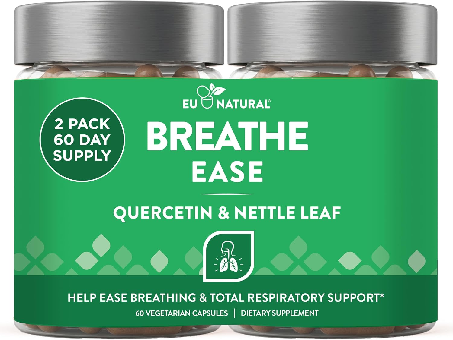 Breathe Inhaler Support Supplement - Sinus, Lungs, Open & Clear Airways - Seasonal Nasal Health, Bronchial Wellness, Healthy Chest - Quercetin, Vitamin D, Bromelain Pills - 60 Vegetarian Soft Capsules