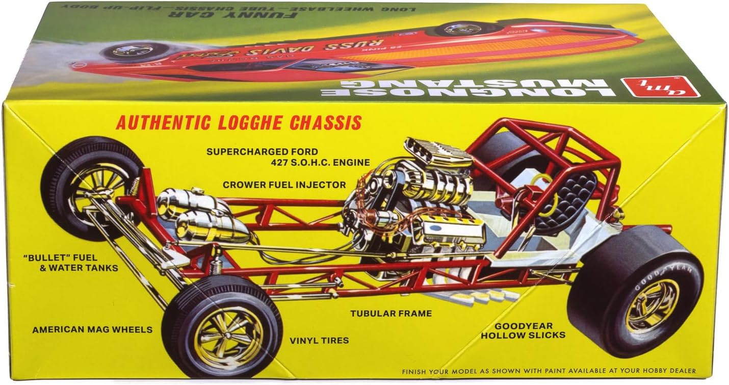 AMT 1969 Ford Mustang Long Nose Funny Car Gas Ronda 1:25 Scale Model Kit