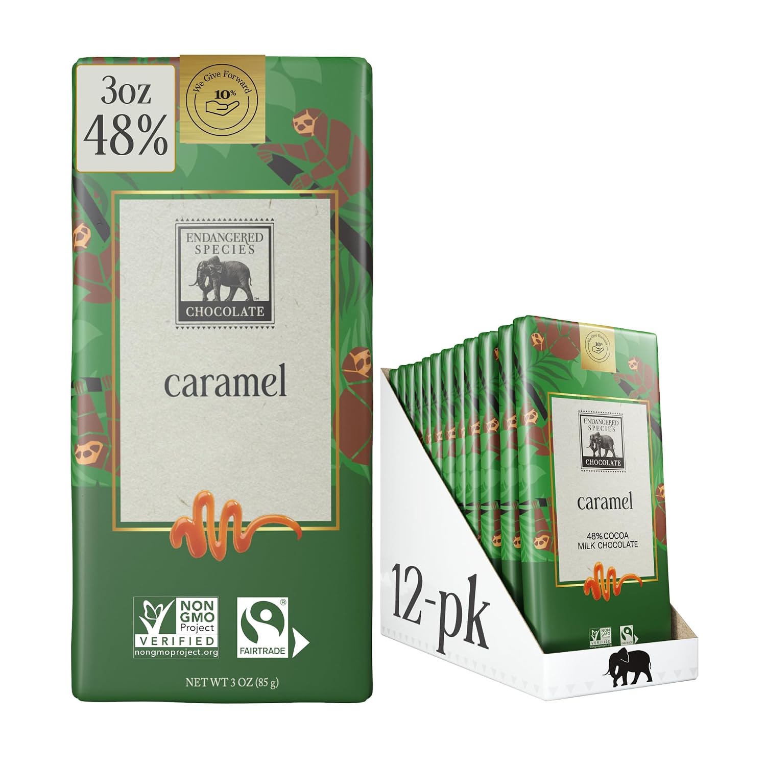 Dark Chocolate with Caramel & Sea Salt (60% cocoa) | Rich 60% dark chocolate with caramel and sea salt for a perfect balance of sweet, salty, and bold cocoa.