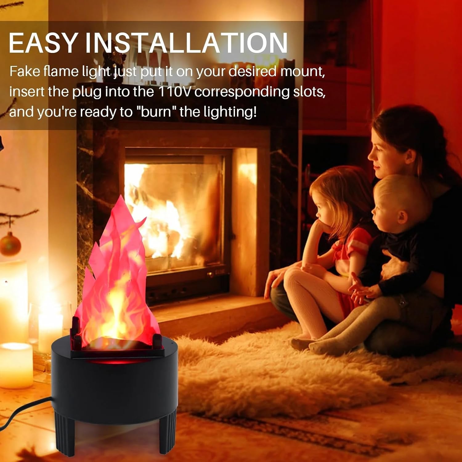 TOPCHANCES 3D LED Fake Fire Flame110v Effect Fake Campfire Decoration, Artificial Flame Effect Light Electronic Fire Fake Flame