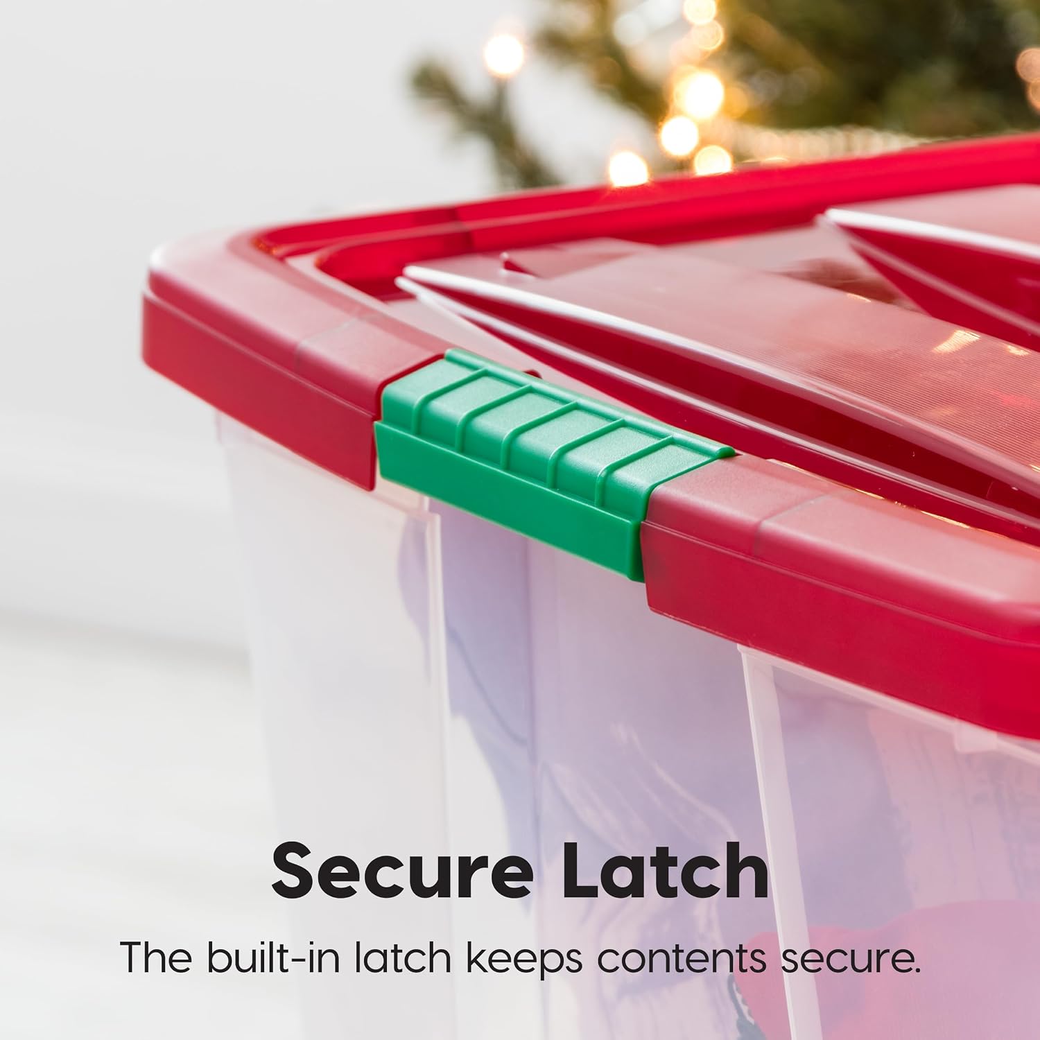 IRIS USA 2-Pack Holiday Ornament Storage Box with Attached Lid, Clear/Red