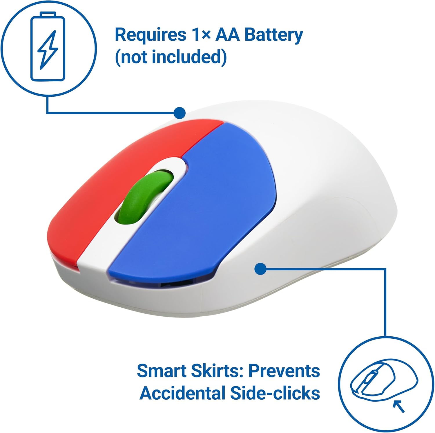 Clevy Kids Mouse - Colorful Ergonomic Bluetooth Computer and Laptop Kids Mouse for School and Home Computer Use - Wireless Children Friendly