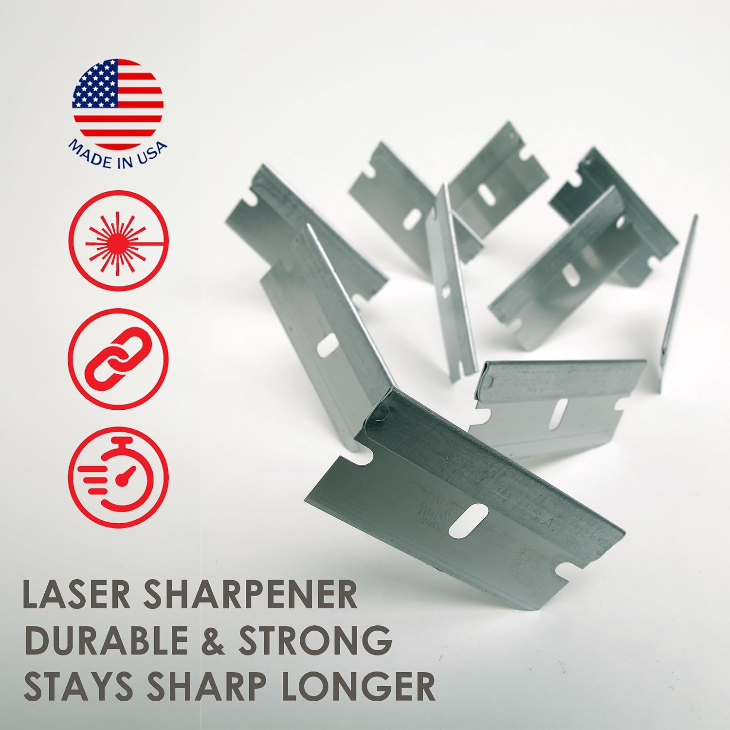 Single Edge Razor Blades, 100 Pack, Made in the USA, Industrial Razor Blades, Scraper Refills, Box Cutter, Paint Scraper