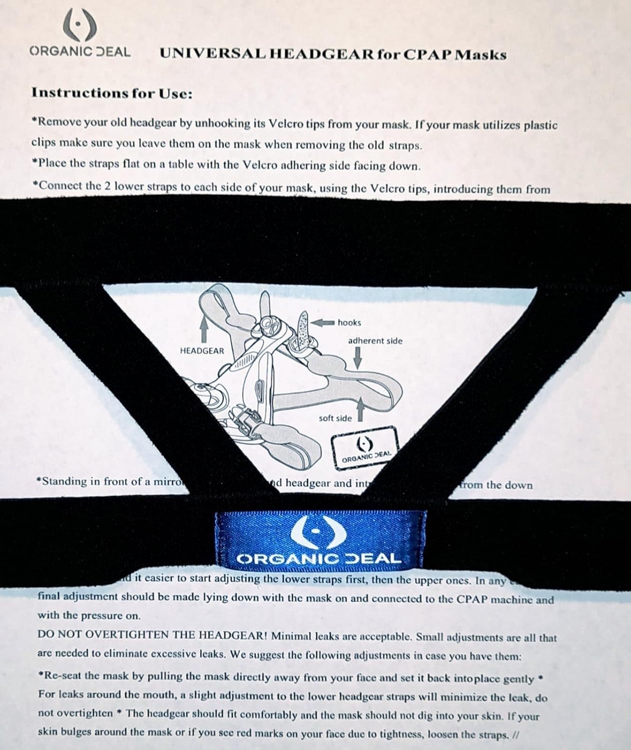 Universal CPAP Headgear Strap – Replacement for Philips Respironics Headgear & ResMed CPAP Supplies – CPAP Mask & Head Strap (Mask, Clips NOT Included)