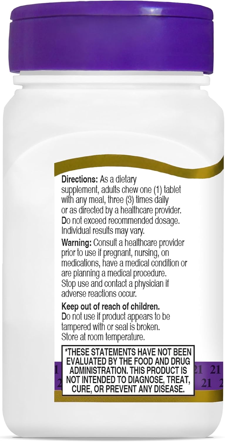 21st Century Papaya Enzyme Chewables for Digestion, Tropical, 100 Count | Papaya & Pineapple Digestive Enzymes with Bromelain & Papain, Digestive Comfort & Gut Health, Gluten Free, Non-GMO
