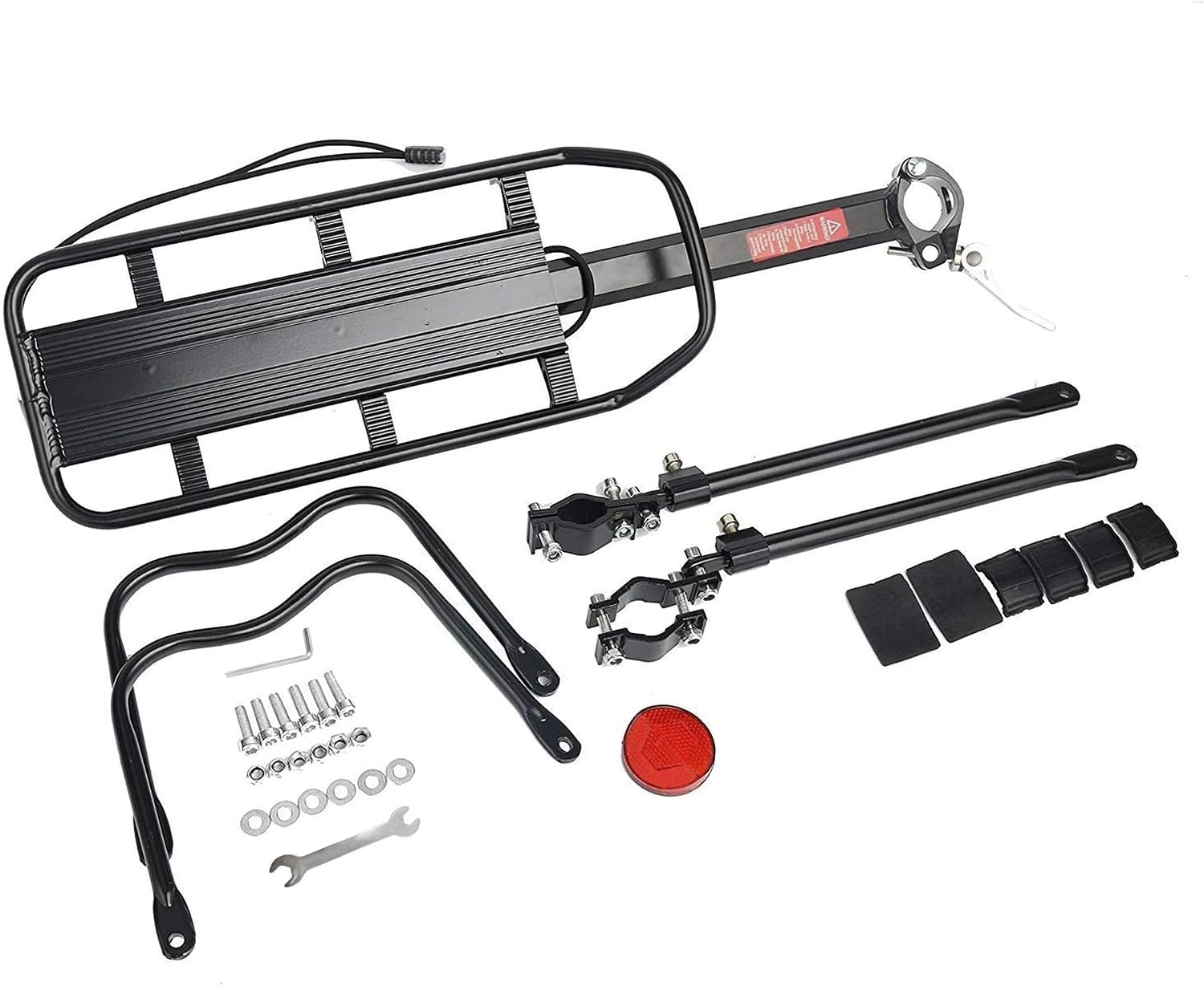 Amarine Made Bike Rear Rack 110 Lbs Capacity Aluminum Alloy or Iron Bicycle Rear Rack Adjustable Pannier Bike Luggage Cargo Rack Quick Release