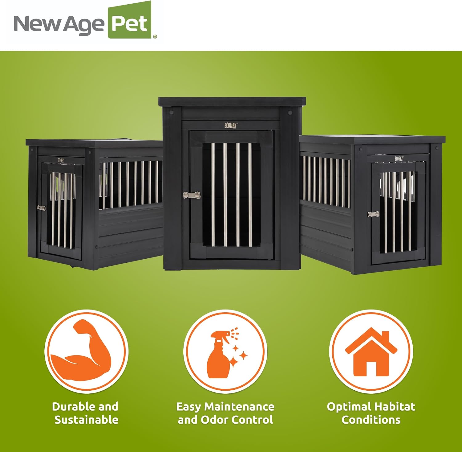 New Age Pet ecoFLEX Pet Crate/End Table, Small, Grey, Model:EHHC405S