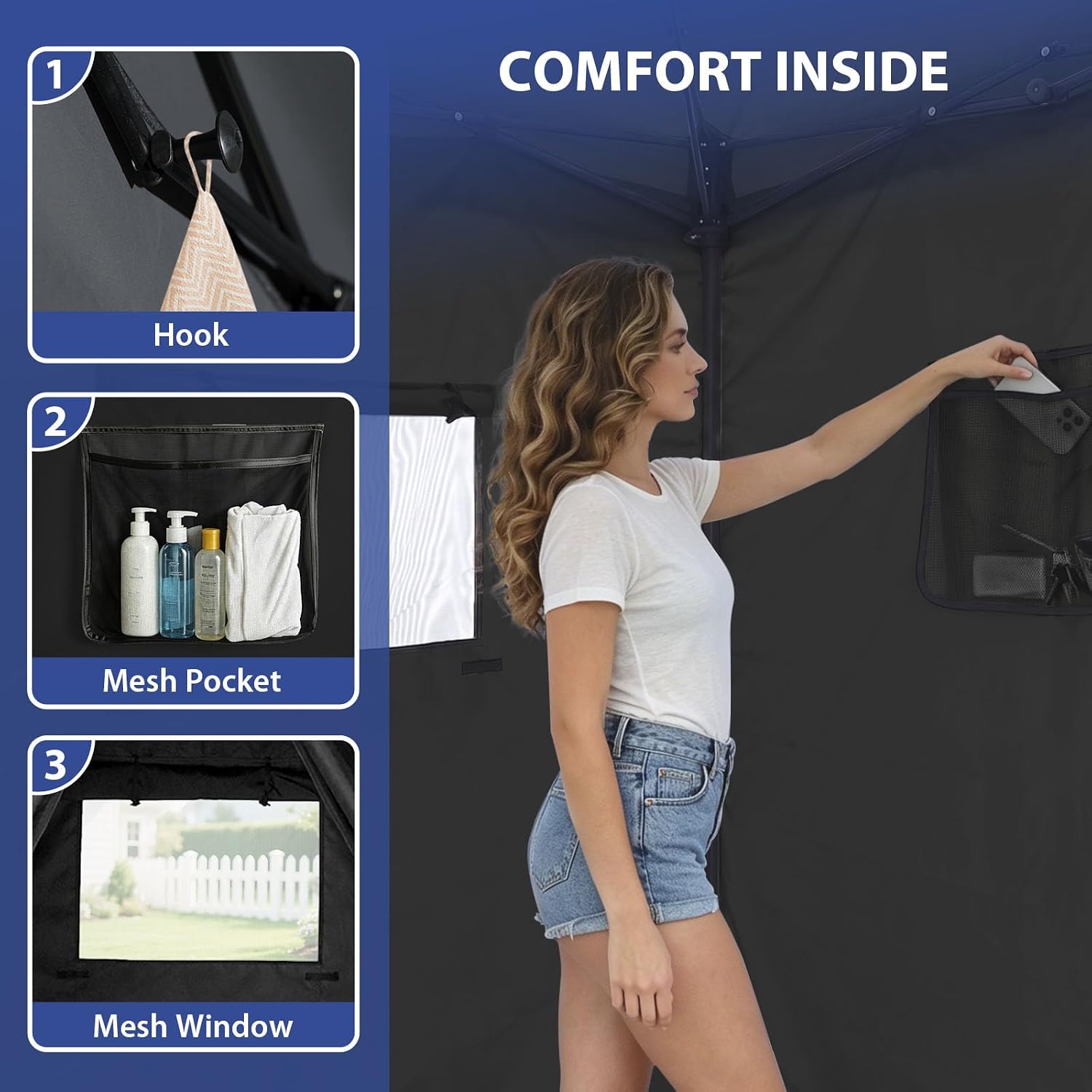 EAGLE PEAK 4x4 Pop Up Changing Tent, Outdoor Changing Room, Gray/White