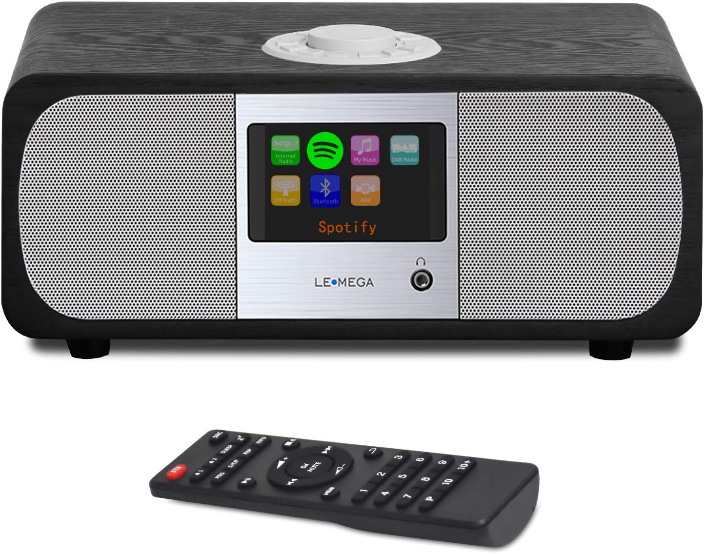 LEMEGA M3+ Internet Radio, Podcasts,Spotify, Bluetooth, FM Stereo, Walnut | Full colour display, 40 presets, remote control, acoustic wooden cabinet, headphone jack, USB, AUX-in, dual alarms clock