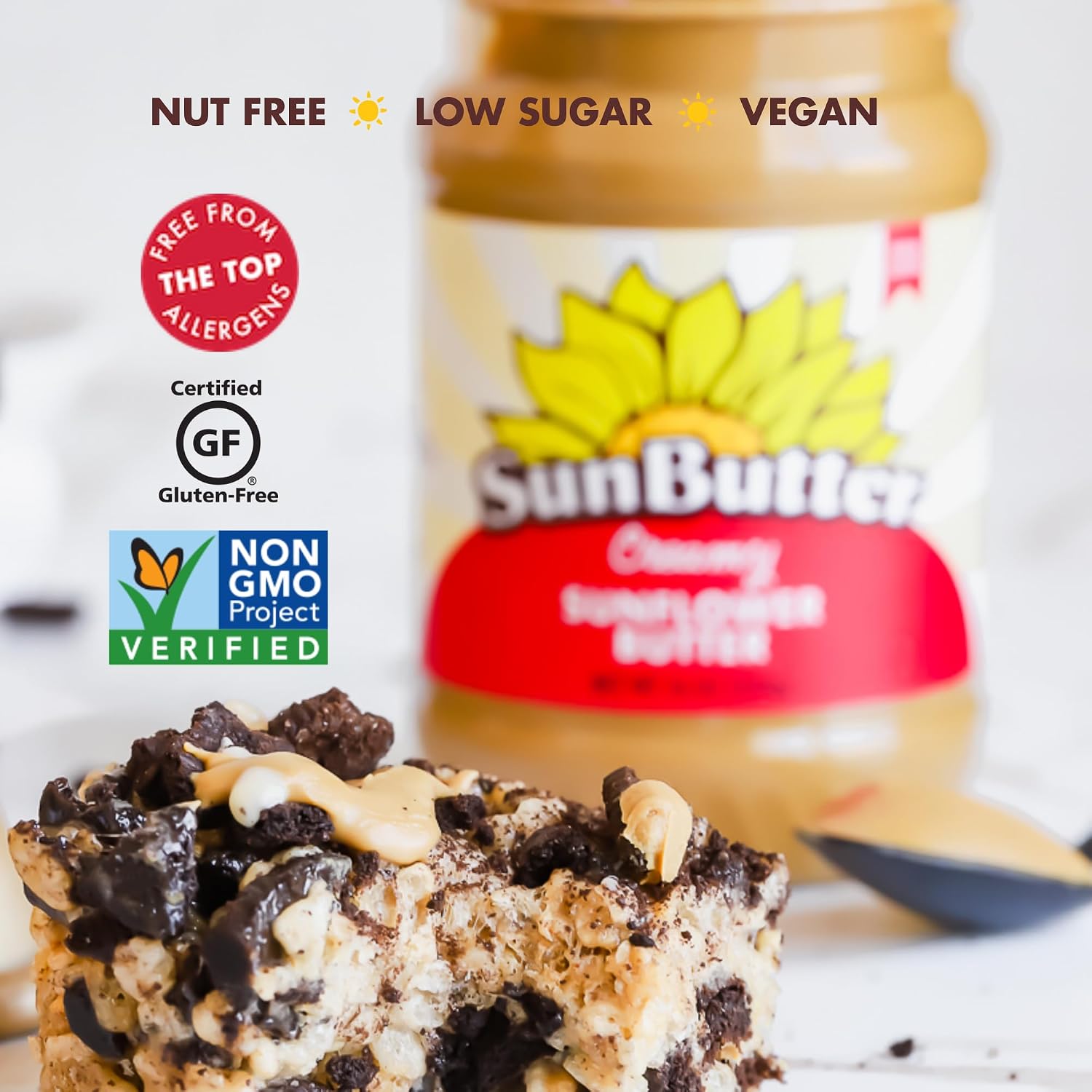 SunButter Original Sunflower Seed Butter, 16 oz Nut-Free Spread with 7g Plant-Based Protein, Roasted Rich & Savory Flavor, Smooth Texture | Vegan, Kosher & Non-GMO