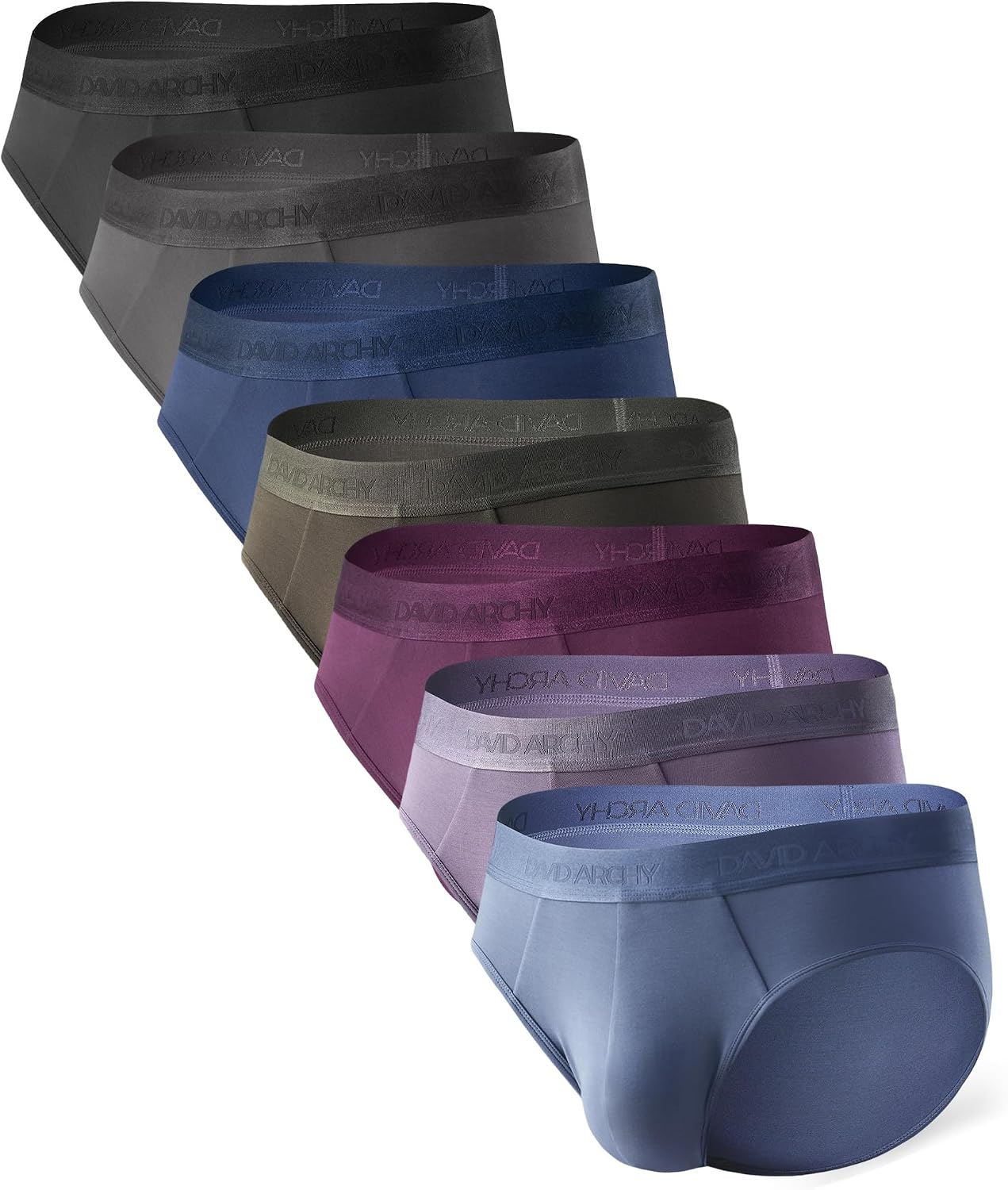 DAVID ARCHY Men's Soft Modal Briefs No Fly Support Pouch 4 or 7 Pack | Breathable moisture-wicking fabric Underwear features comfortable elastic waistbands and roomy 3D contours.
