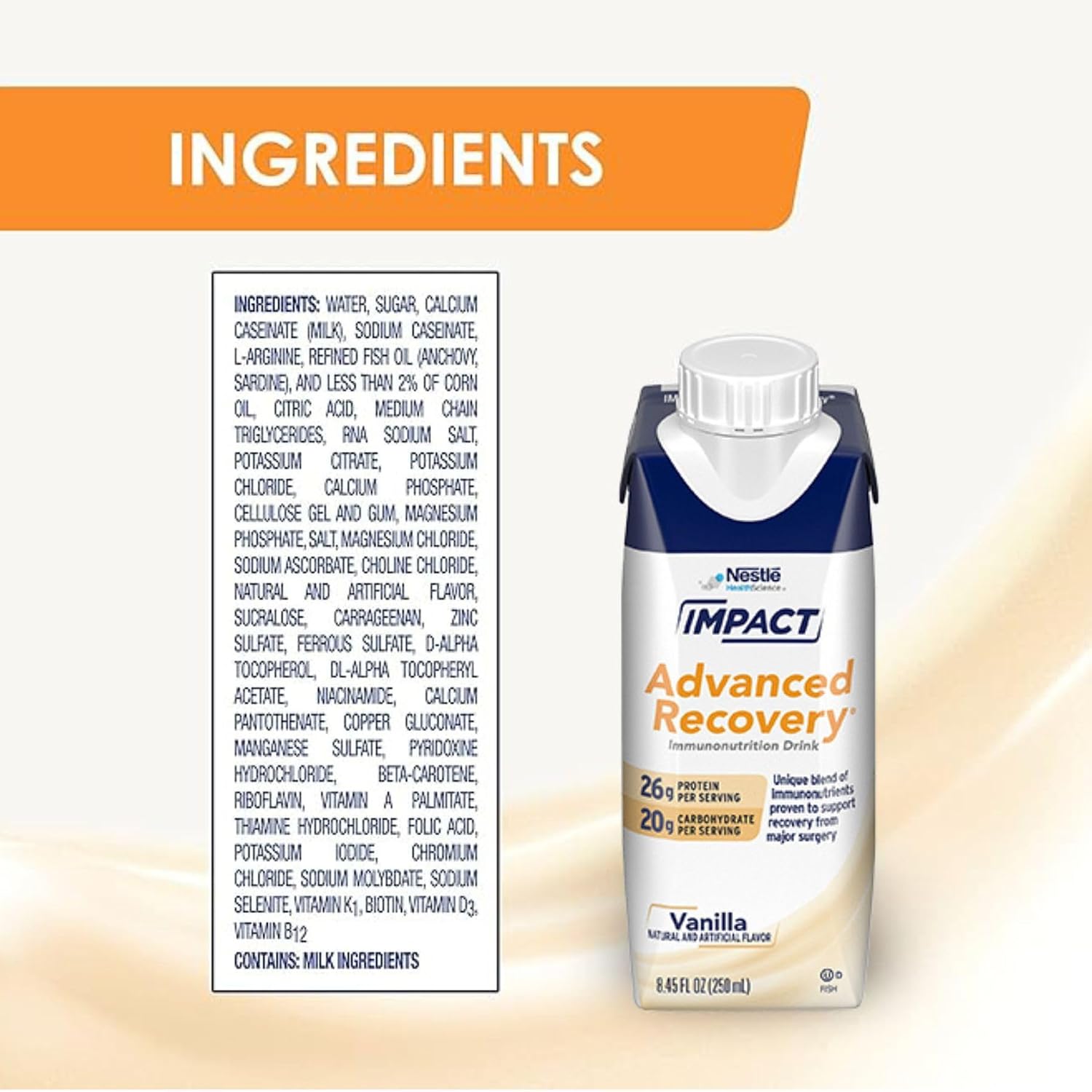IMPACT Advanced Recovery Drink, Pre & Post Surgery Nutritional Drink, Surgery Recovery and Immune Support (280 Calories, 26g Protein), Vanilla