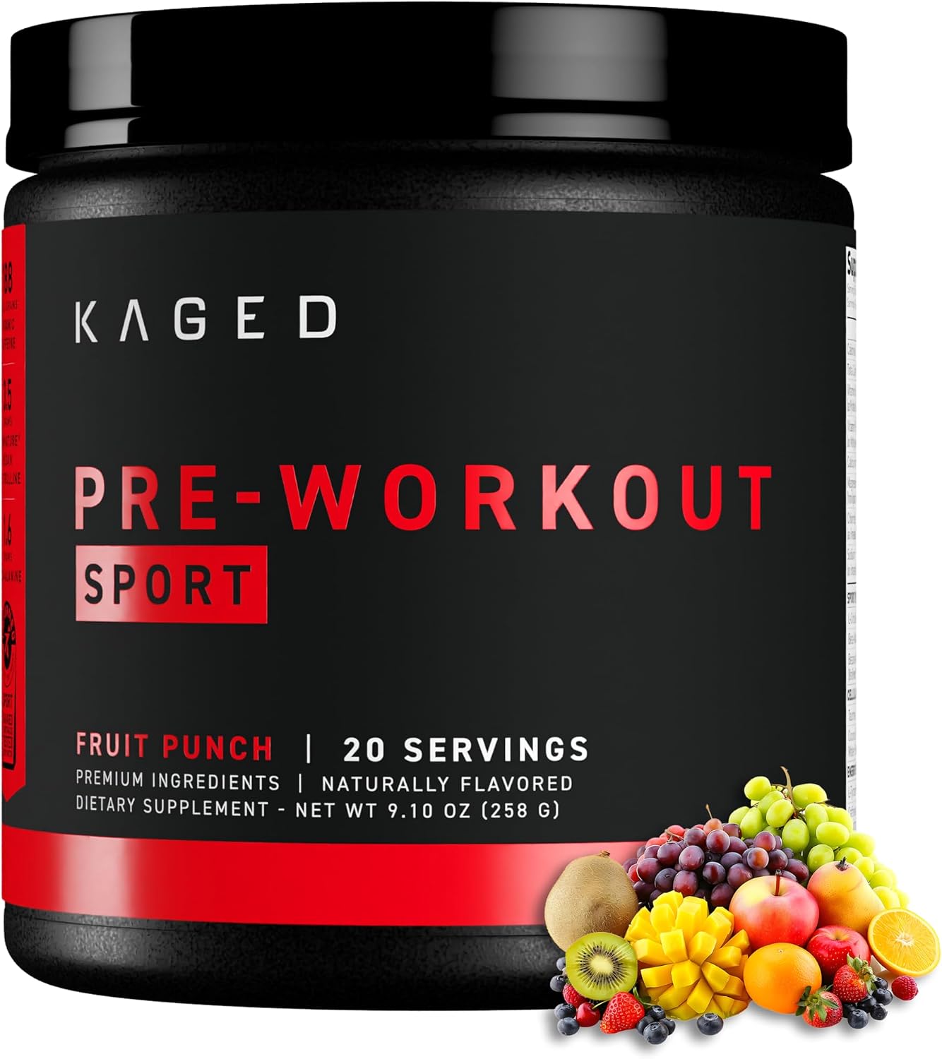 Kaged Sport Pre Workout Powder for Men & Women, Mango Lime, Sport Certified, 188mg Caffeine, Nitric Oxide Supplement, Beta Alanine for Energy