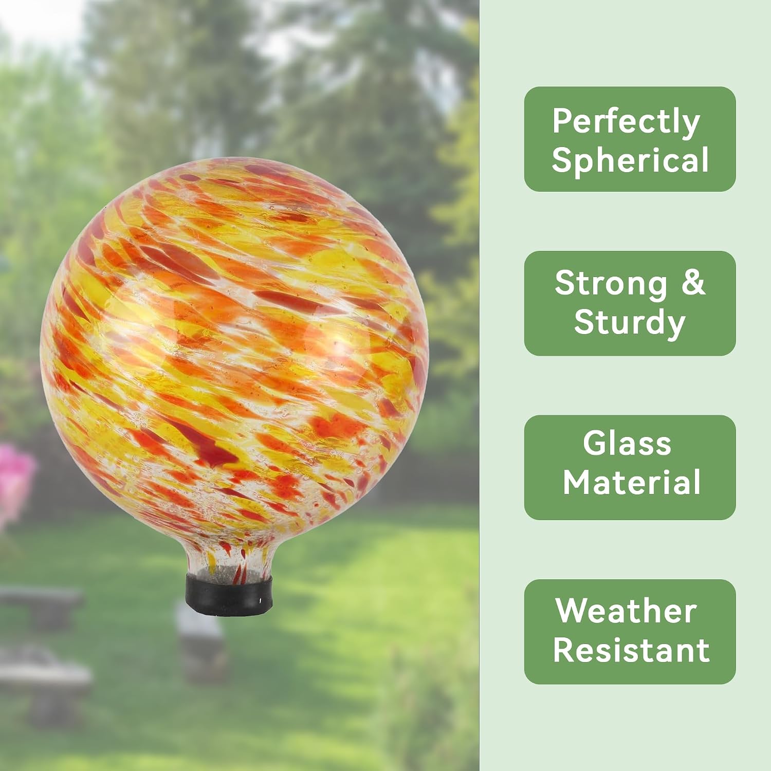 Lily's Home Glass Gazing Ball, A Colorful Addition to Any Garden or Home, Ideal As a Housewarming Gift. 10 Inch (Calming Water)
