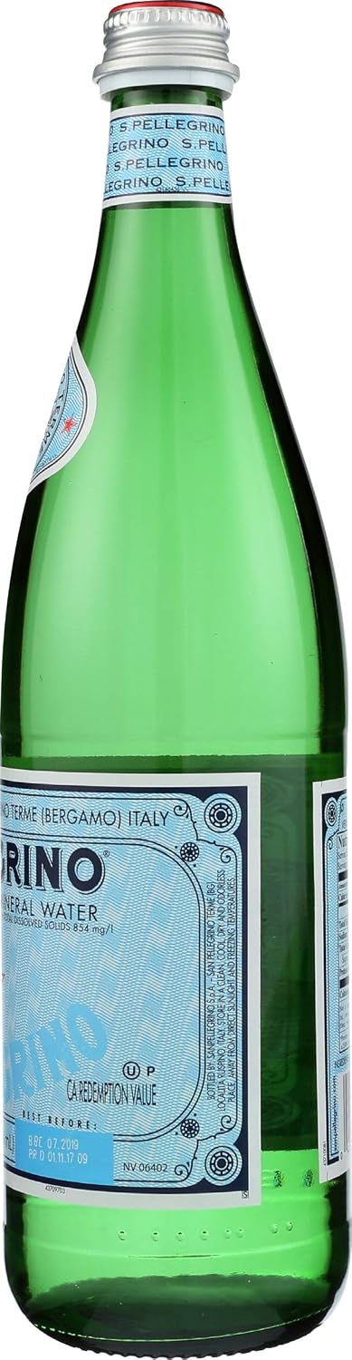S.Pellegrino Sparkling Natural Mineral Water, 6 Pack of Glass Bottles