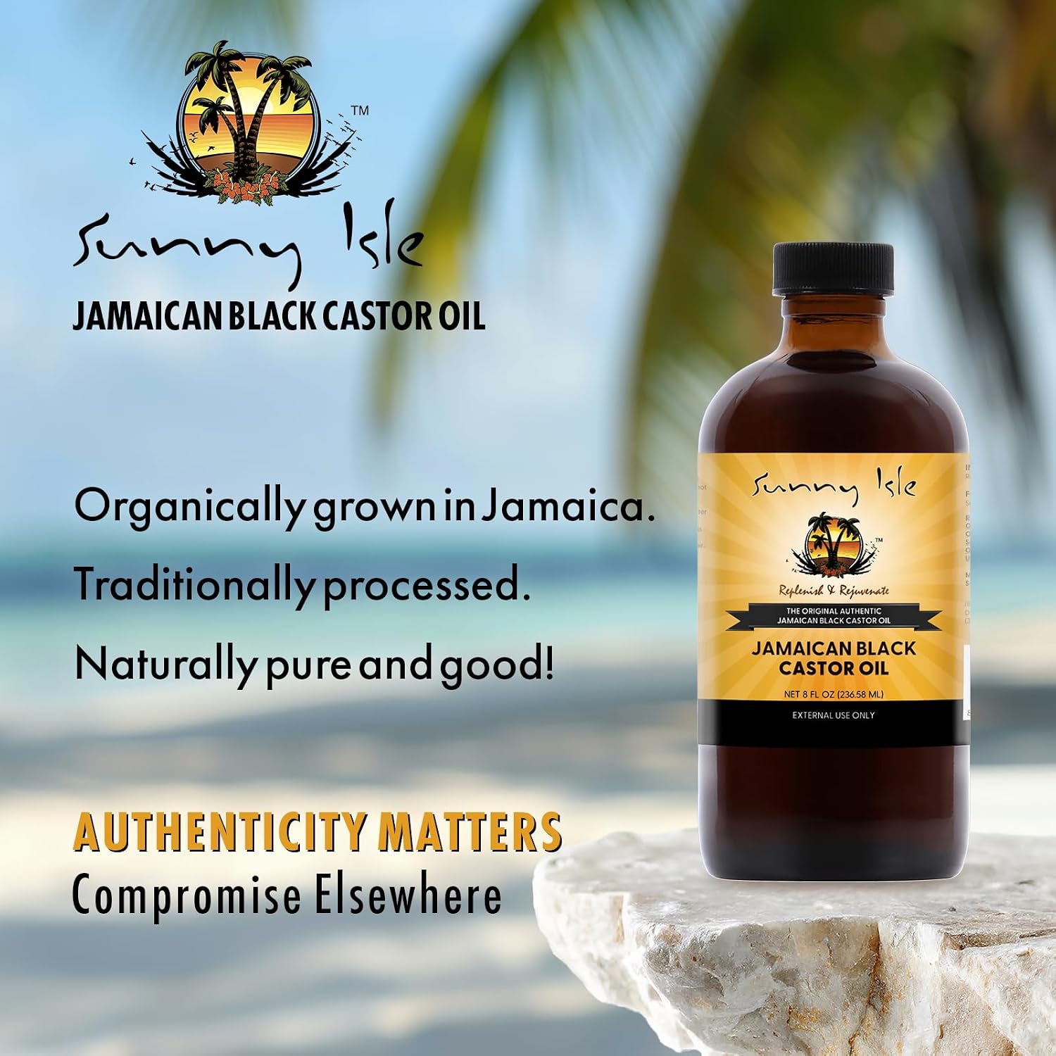 Sunny Isle Jamaican Black Castor Oil 4oz, Original, Authentic | Moisturizing JBCO for Hair Growth, Scalp Care, Edges, Eyebrows & Eyelashes, Conditioning for Dry Skin, Unscented