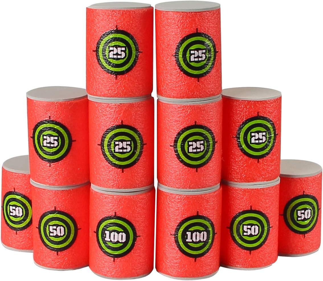 Dreampark Bullet Darts Target for Nerf: 24pcs Soft EVA Nerf Targets | Targets for N-Strike Elite Series Blasters - Red Foam Can Target for Kids Boys