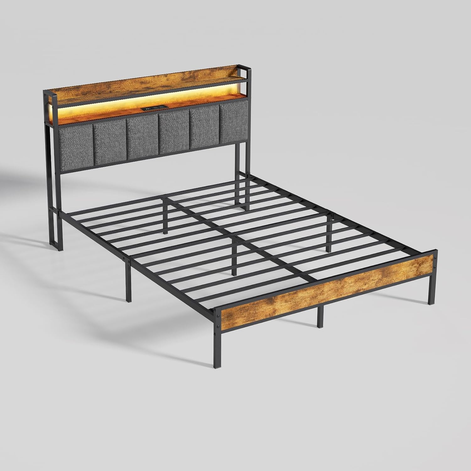 Z-hom Easy Assembly Queen Bed Frame & Headboard Footboard,Underbed Storage | Sturdy Metal Structure,Silent Anti-Slip Support,Under Bed Storage Space,No Box Spring Needed,Modern Bedroom Furniture