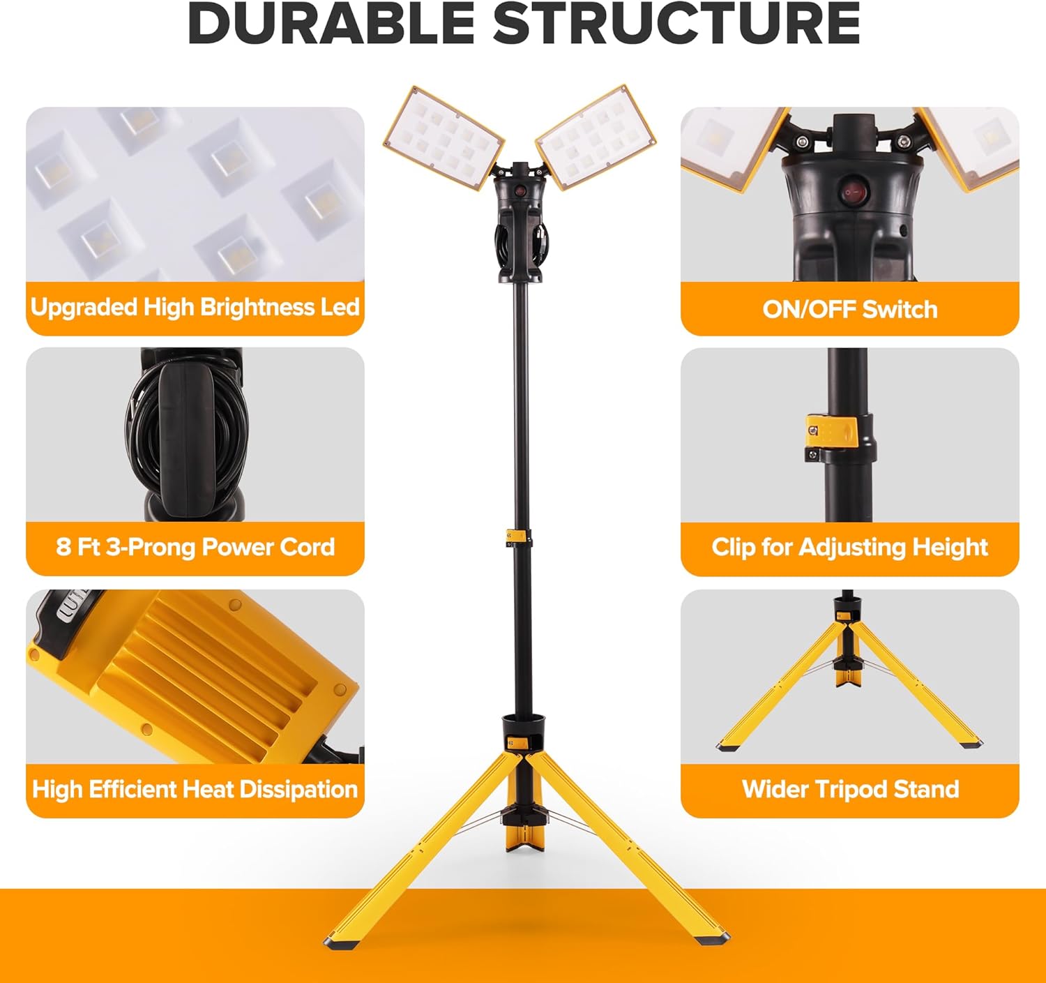 LUTEC Upgraded 5000K 15000 LM 105 W LED Work Light with Telescoping Tripod
