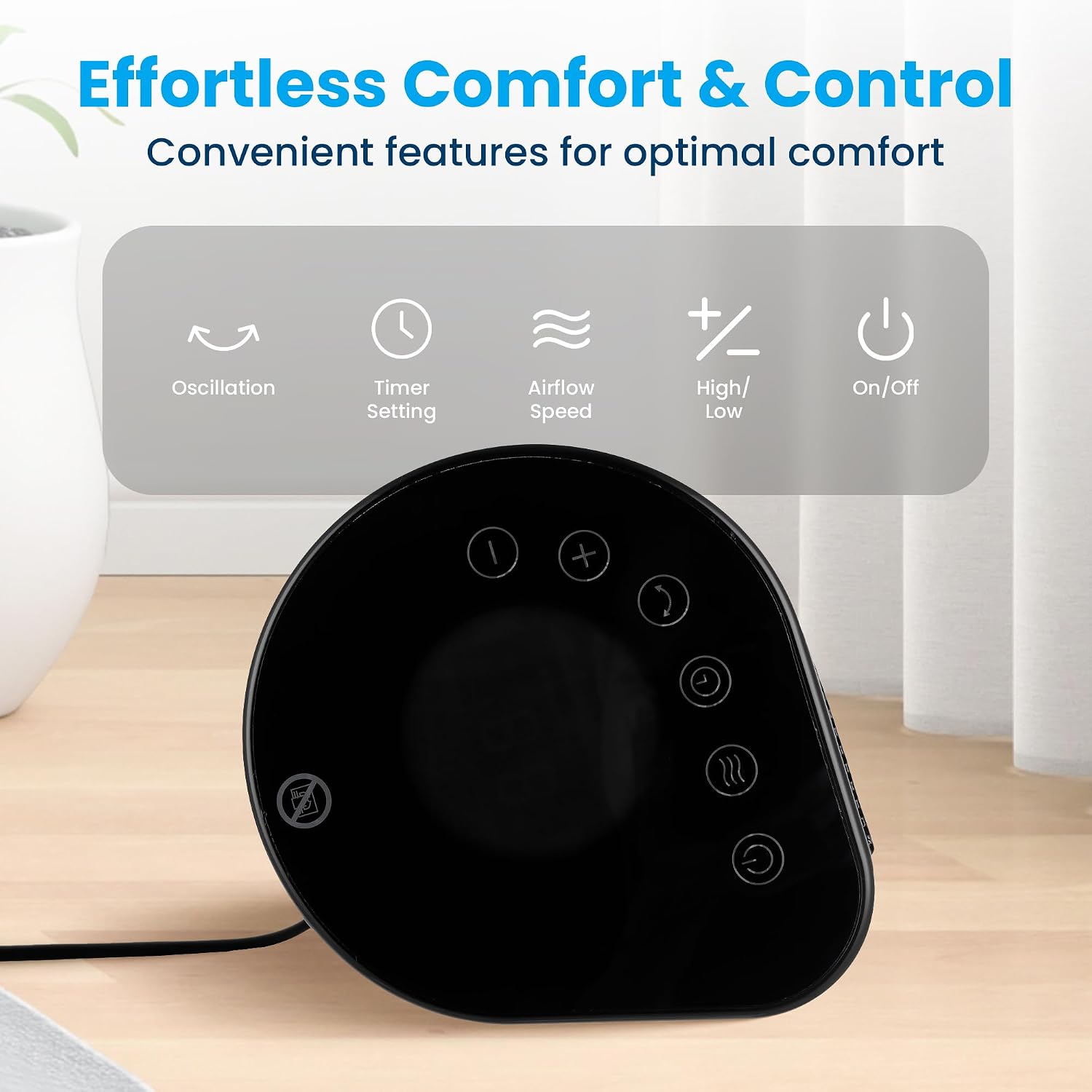 Senville Ceramic Space Heater, 1500W Electric, Digital Thermostat, Remote