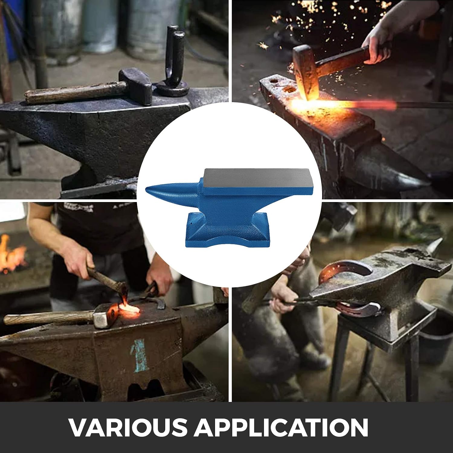 VEVOR Blacksmith Anvil 55 lbs (25 kg) Single Piece of Iron with Square Holes Ideal for Metalurgical and Blacksmiths in Metal Workshop and for