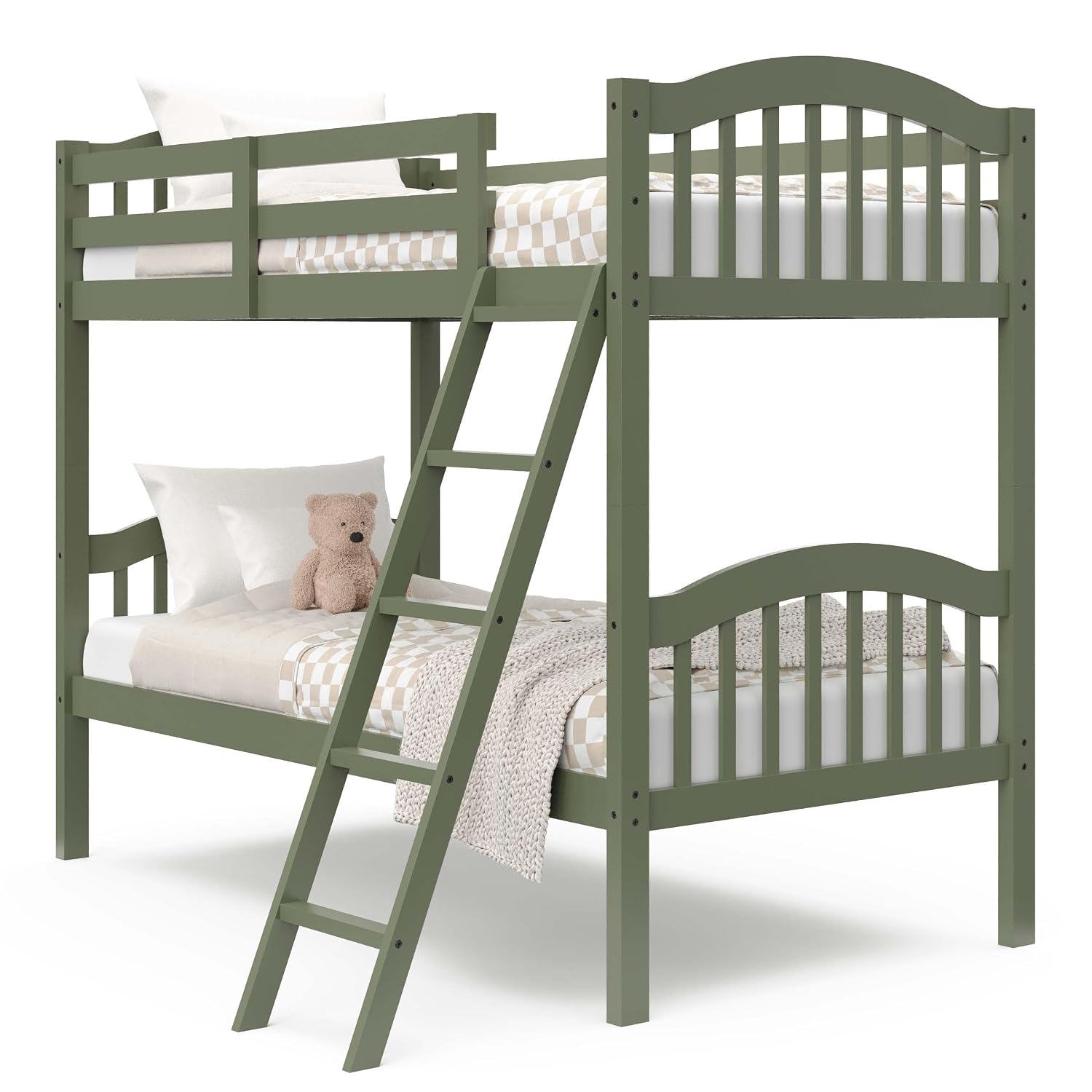 Storkcraft Long Horn Twin-Over-Twin Bunk Bed, White | GREENGUARD Gold Certified, Converts to 2 Individual Twin Beds, Wood Bunk Bed for Kids Bedroom, No Box Spring Required