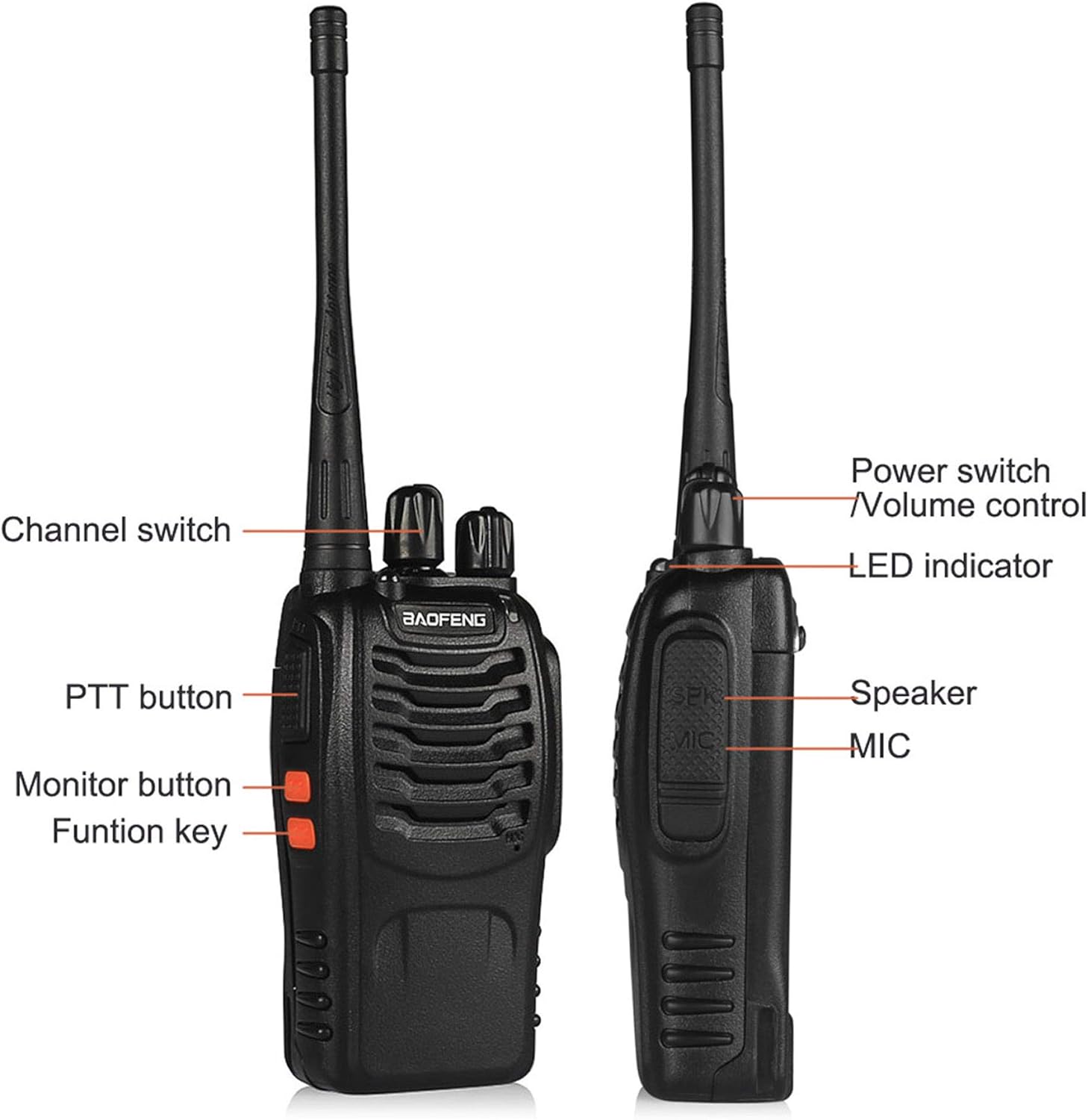 [6Packs] BAOFENG BF-888S Walkie Talkies for Adults, 1500mAh Battery, 16CH | With 6 Earpieces, Six-Way Charger Station, Programming Cable, for Teams