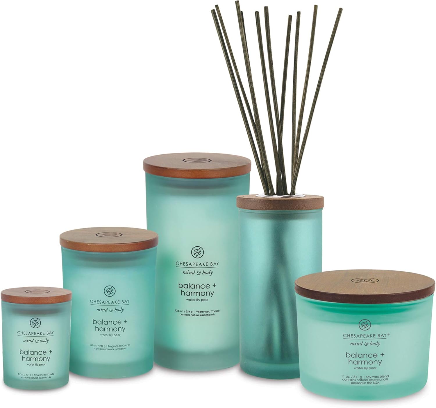 Chesapeake Bay Balance + Harmony Scented Candle Water Lily Pear Fragrance 50 Hours Burn Time Warm & Decorative Soy Wax Blend