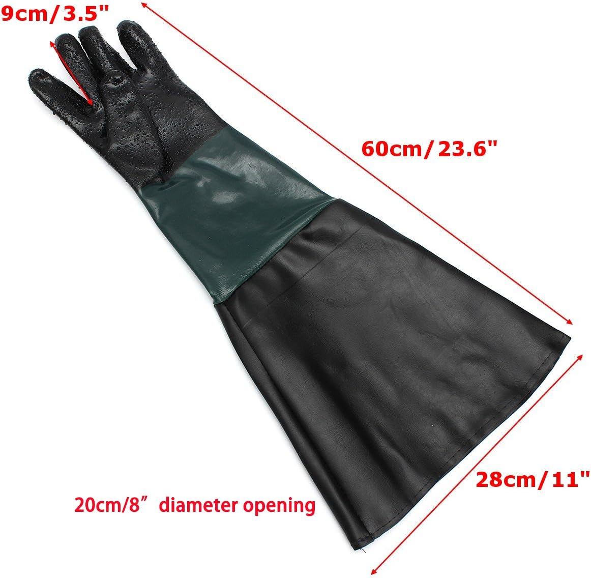 23.6" Rubber Sandblast Cabinet Gloves,Sandblasting Sand Blaster Gloves for Sandblaster Blast Abrasive Cabinet