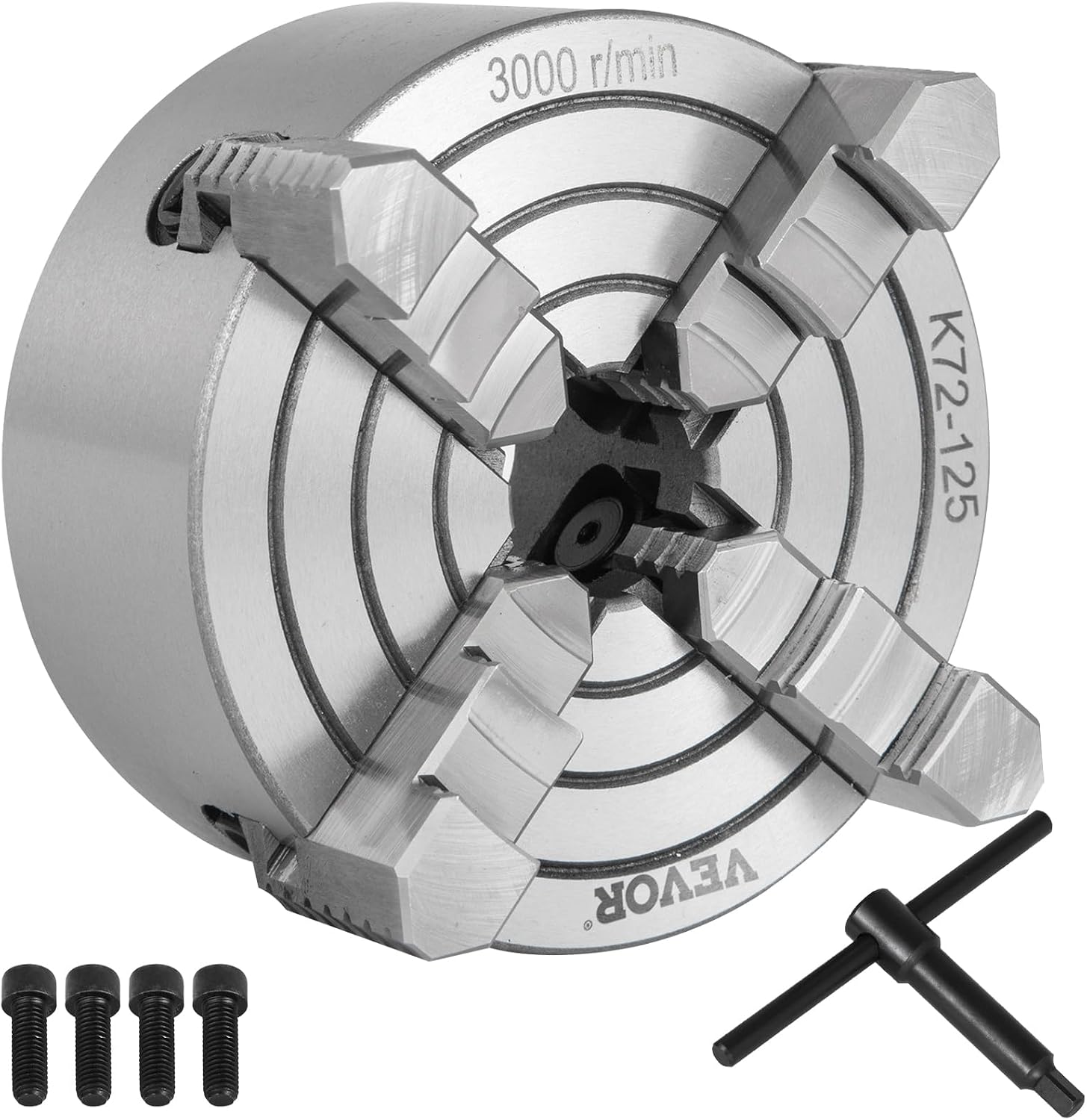 Vevor K72-125 Lathe Chuck 5 Inch 4-Jaw, Lathe Chuck Independent Reversible Jaw, Metal Lathe Chuck Turning Machine Accessories