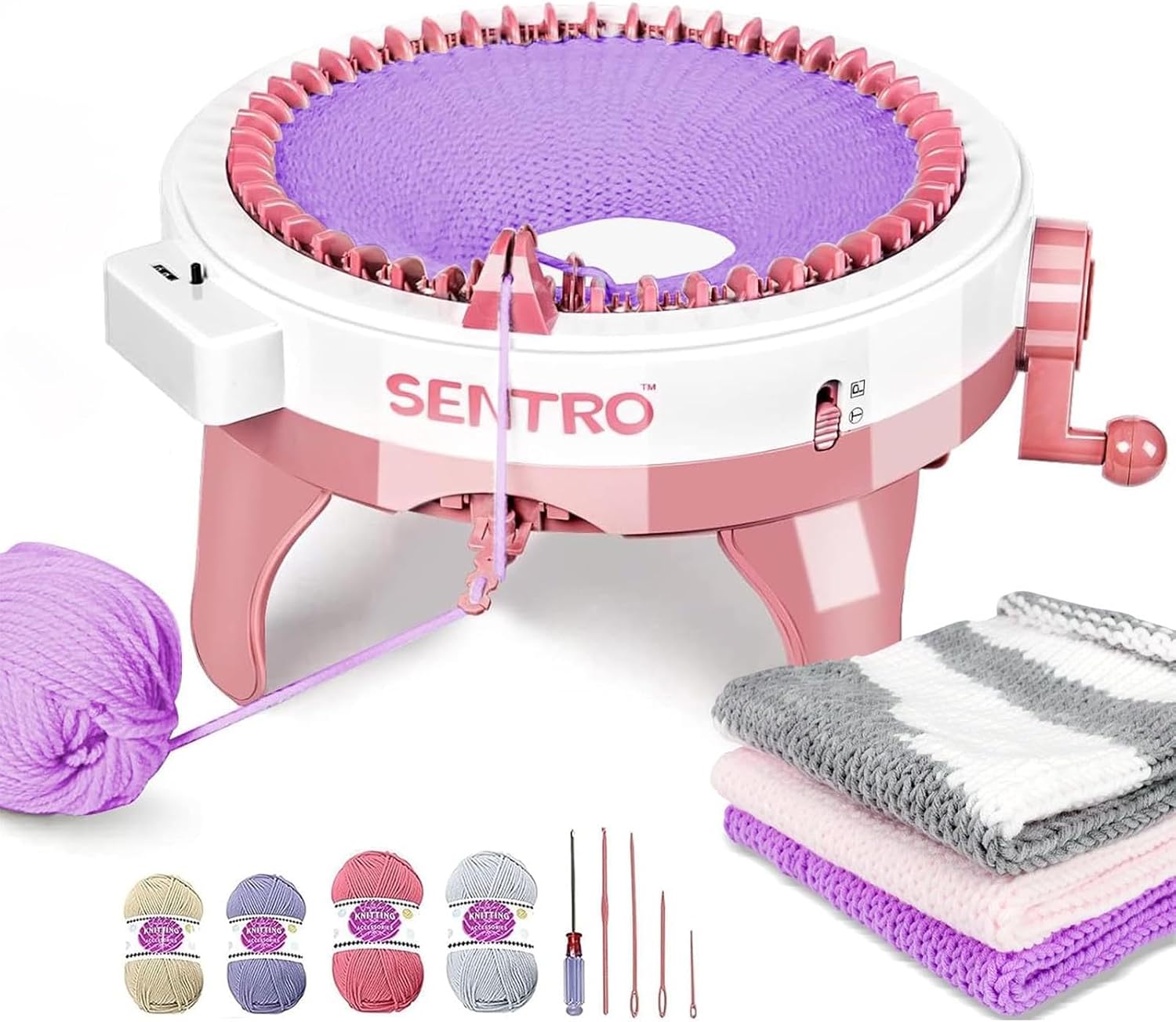 FYGAIN SENTRO Knitting Machine 40 Needles, Automatic Circular Knitting Crochet Machine for Kids/Adults