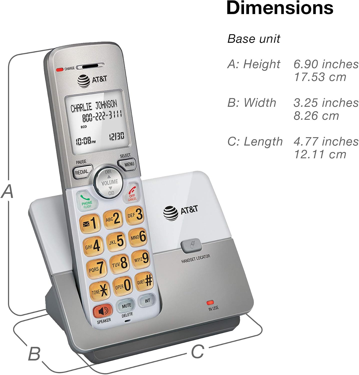 AT&T EL52213 2-Handset Cordless Phone, Light Champagne | Digital Answering System, Extra-Large Backlit Keys, Caller ID/Call Waiting, DECT 6.0, Expandable Speakerphone