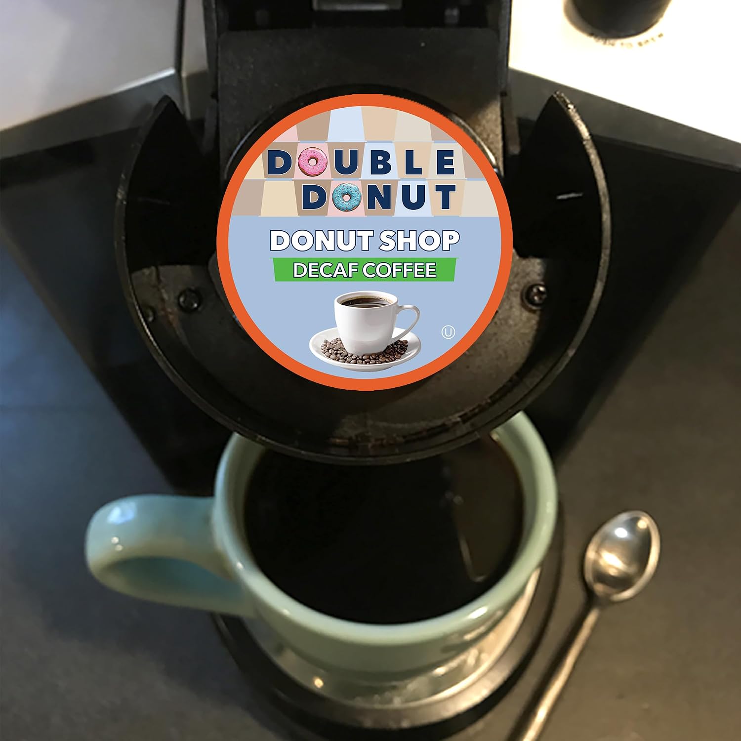 Double Donut Coffee Double Donut Medium Roast Decaf Coffee Pods, Classic, for Keurig K-Cup Machines, 24 Single-Serve Capsules per Box