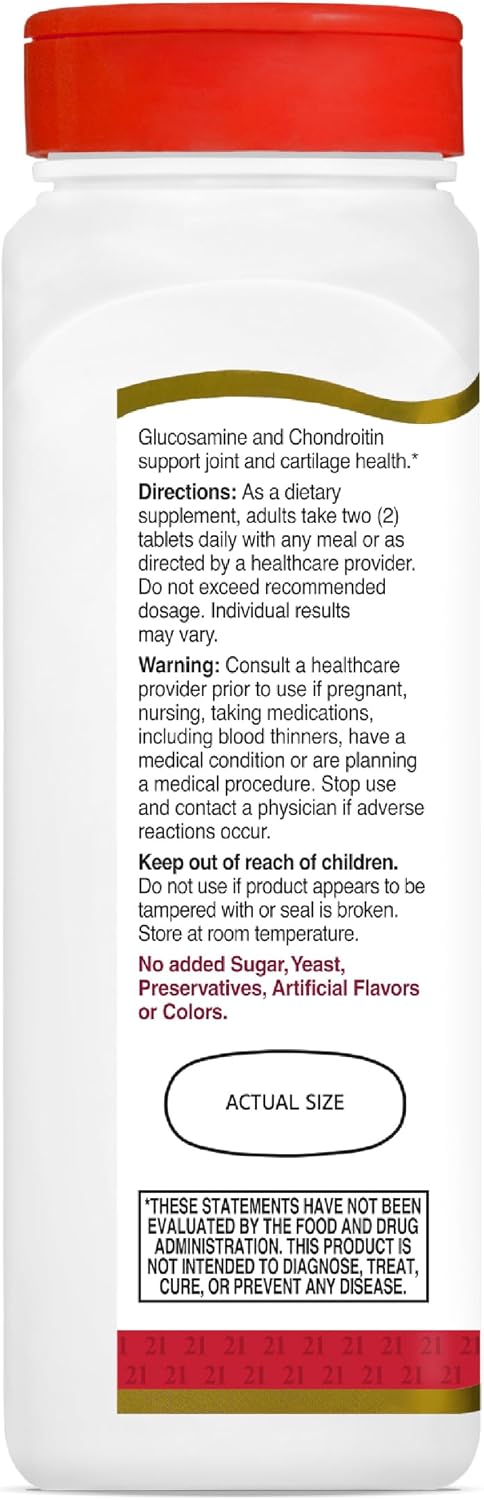 21st Century Glucosamine Chondroitin Triple Strength 750mg/600mg, 150ct | Triple-Strength Glucosamine 750 mg & Chondroitin 600 mg, Joint Health