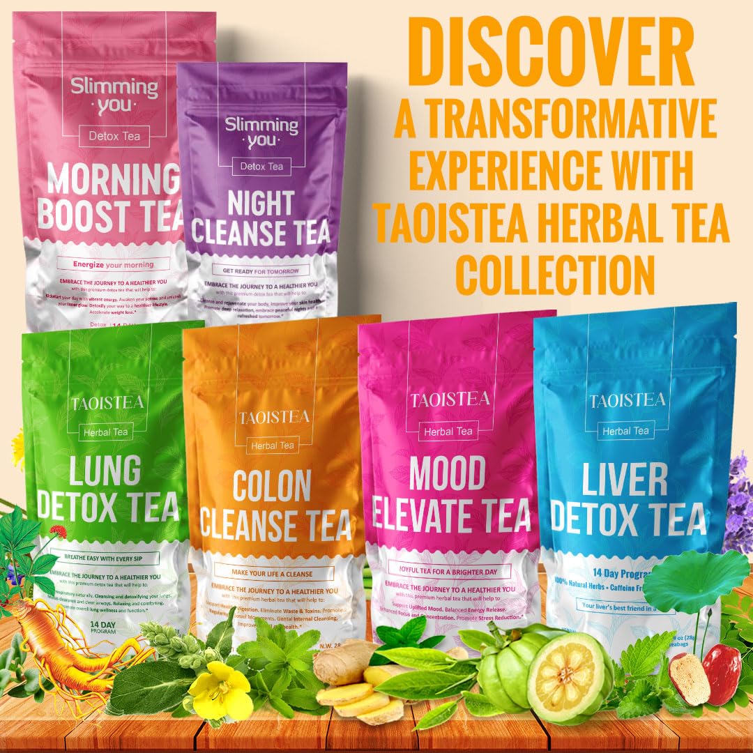 TAOISTEA 14 Day Detox Tea for Weight Loss, Body Cleanse, Metabolism Boost - Morning Boost and Night Cleanse Teas