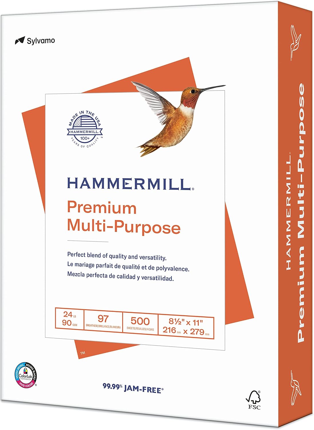 Hammermill Printer Paper, Premium Multipurpose Paper 20 lb, 8.5 x 11-5 Ream (2,500 Sheets) - 97 Bright, Made in the USA, 105910C