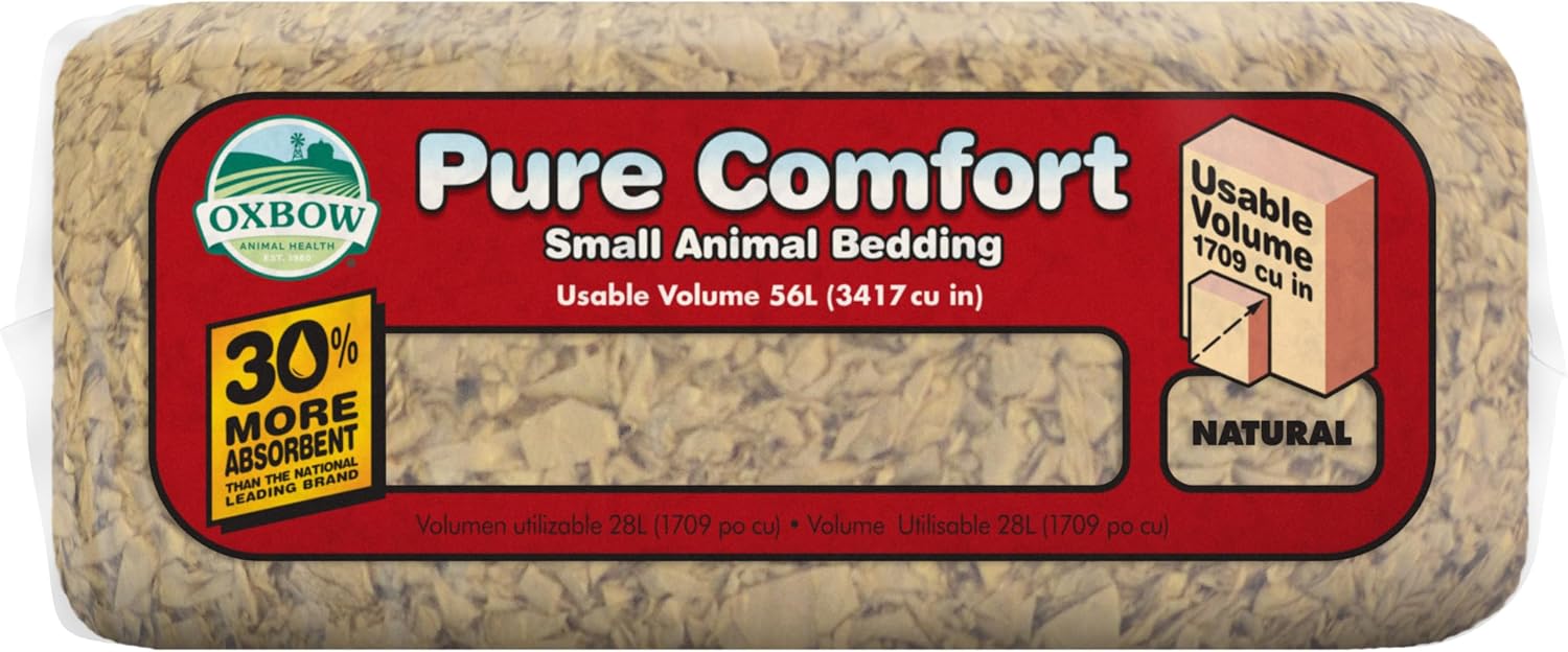Oxbow Small Animal Bedding, Hamster, Guinea Pig, Rabbit, White, USA, 36 L | Pure Comfort, Hamster Bedding, Guinea Pig Bedding, Low Dust, Virgin Paper, Litter Box, Bunny, Rats, Gerbils, Chinchillas